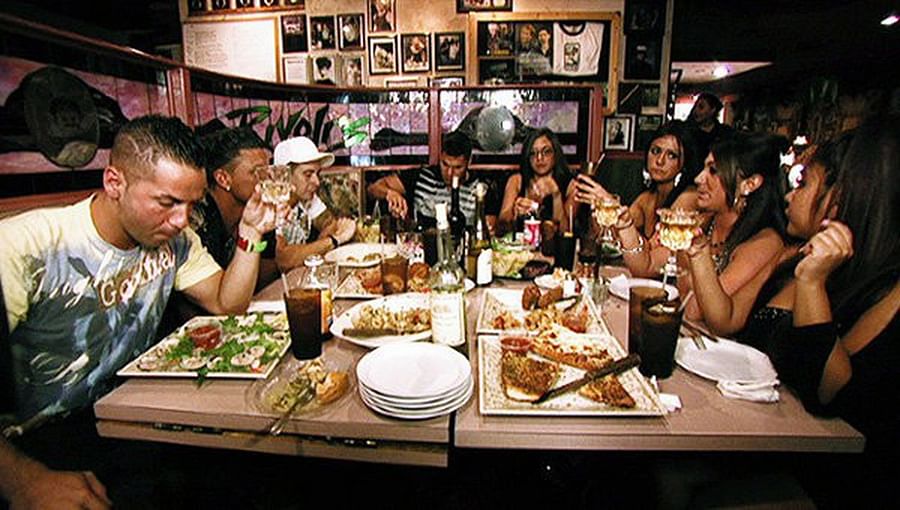 Jersey Shore cast enjoying their traditional Sunday dinner