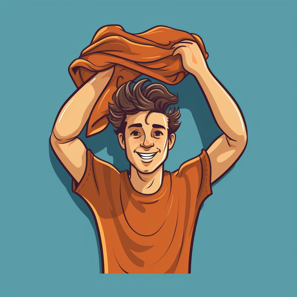 A man drying his hair with a towel