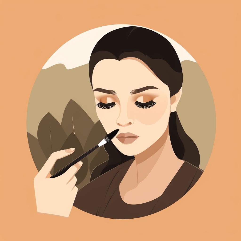Woman applying smoky eye makeup and bronzer