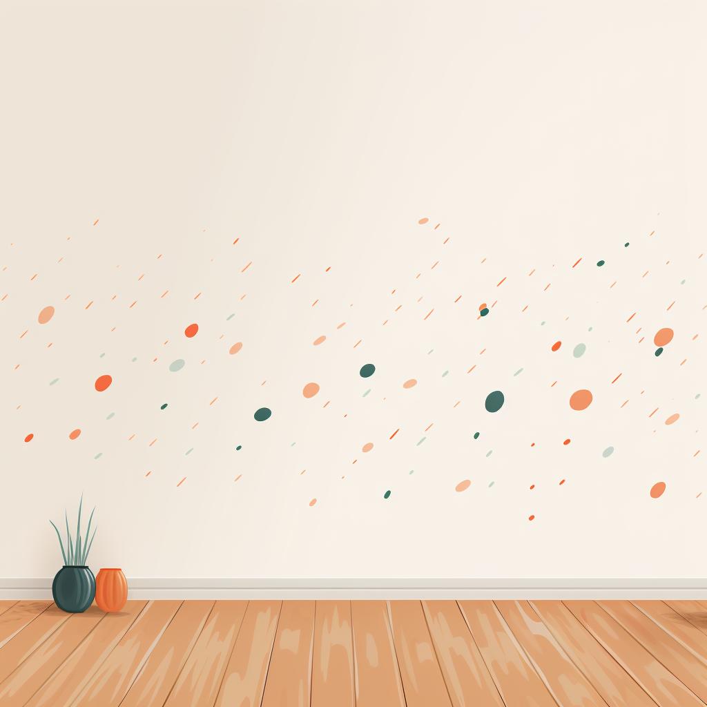A clean, freshly painted wall with marked spots for décor
