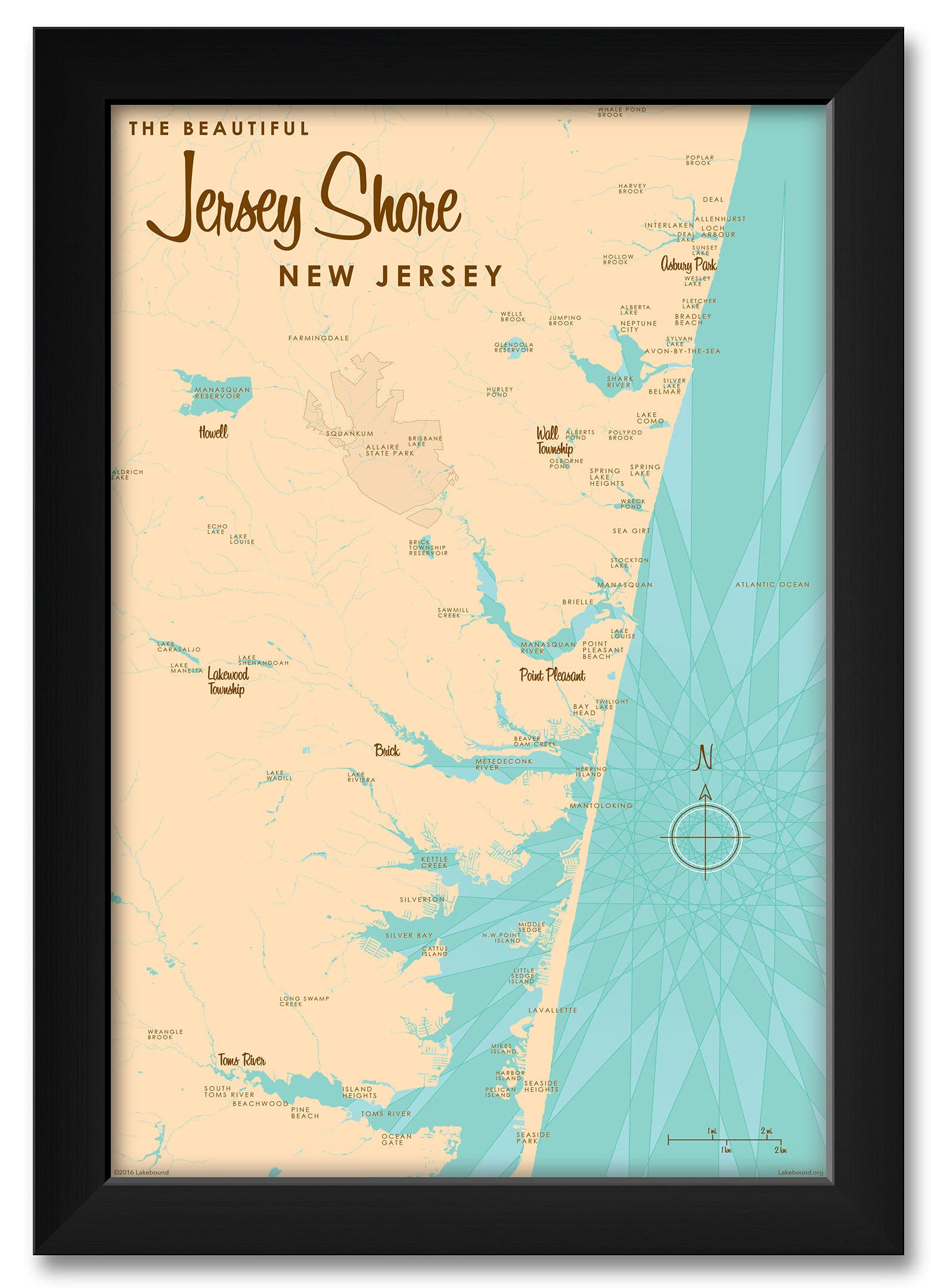 Map highlighting the Jersey Shore in New Jersey, USA