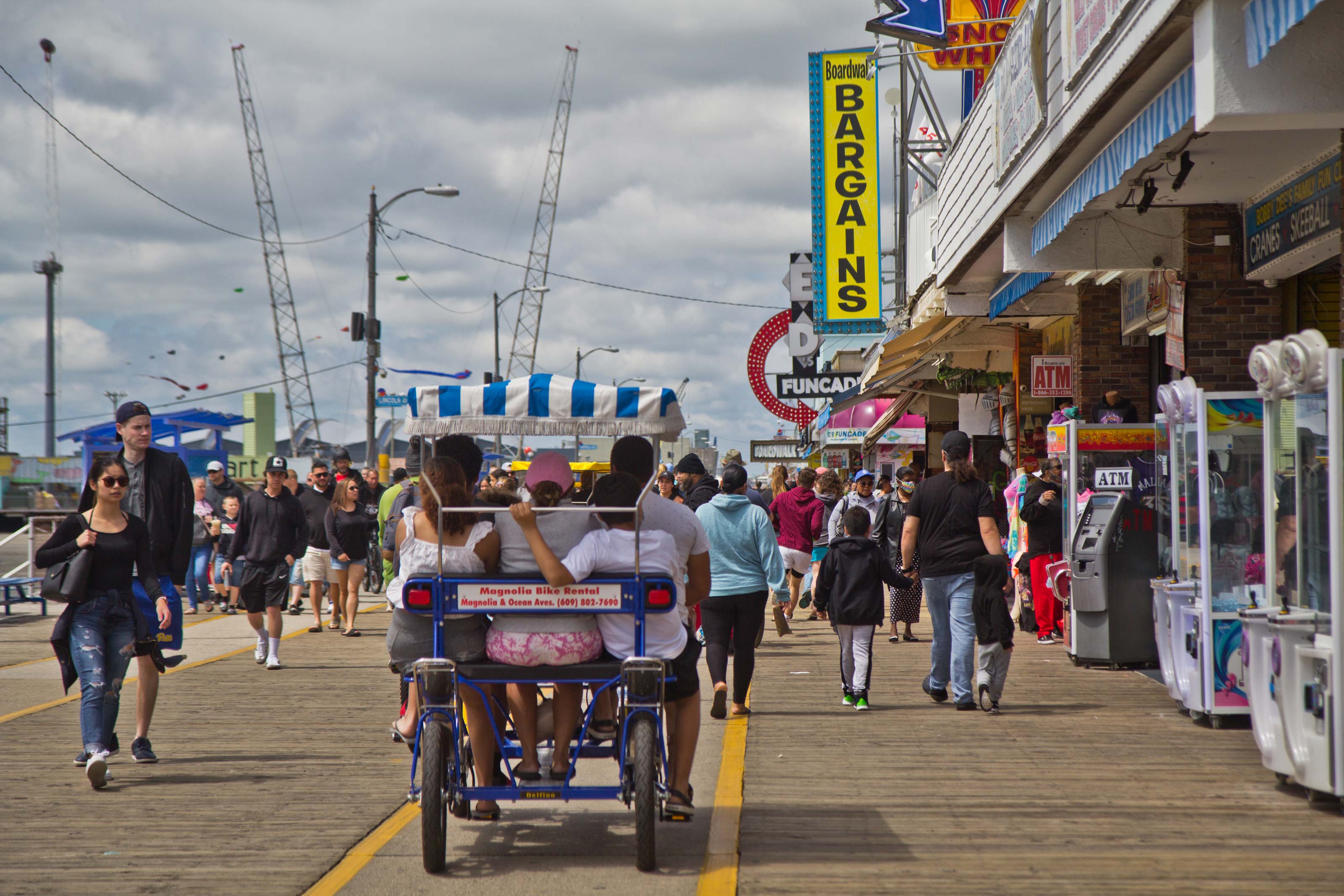 Vibrant and bustling boardwalk at Jersey Shore, New Jersey